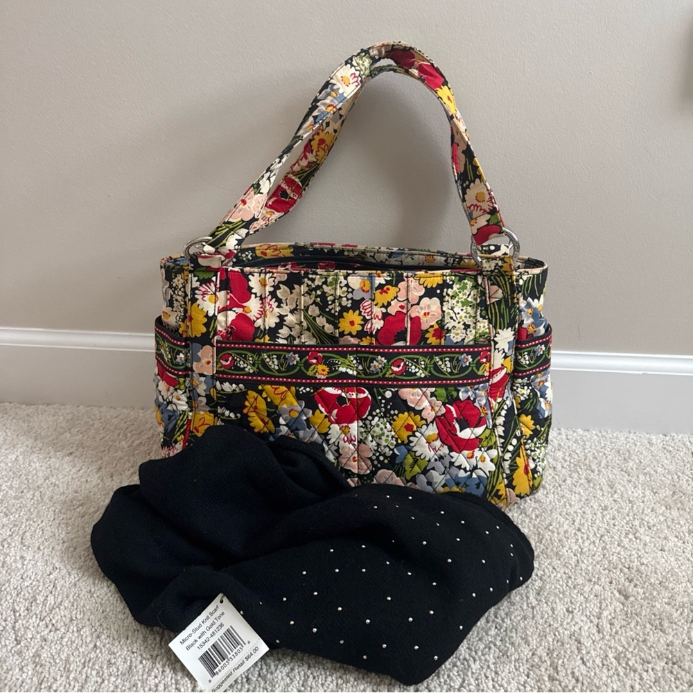 Vera Bradley poppy fields satchel and Scarf which is NWT